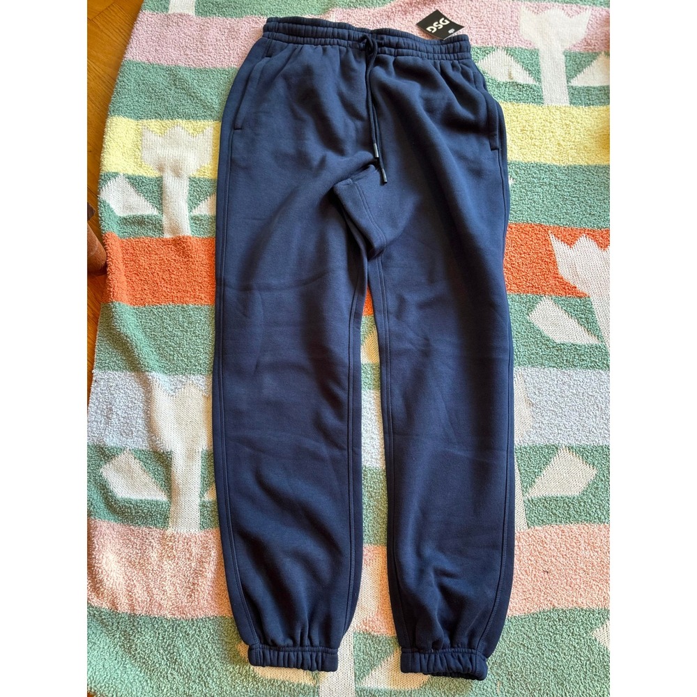DSG Mens Classic Fleece Cinch Joggers Navy Athletic Fit Sweatpants Size Medium